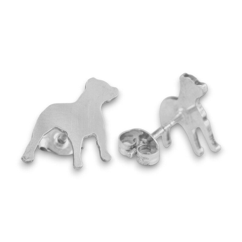 Pit Bull Silhouette Sterling Earring Studs 925 Ear Studs, Dog Breed, Cute Pet Keepsake, Dog Silhouette, Latinx Made, Nickel Free image 4