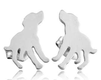 Mutt Rescue v1 or v2 Sterling Silver Silhouette Earrings - 925 Ear Studs, Nickel Free, Cute Dog Breed Pet Keepsake Gift, Unisex, Latinx Made