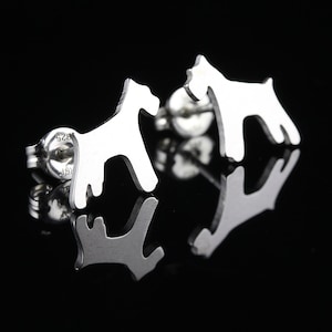Schnauzer Sterling Silver Silhouette Earring Studs - 925 Earrings, Nickel Free, Cute Dog Breed Pet Keepsake Gift, Unisex and Latinx Made