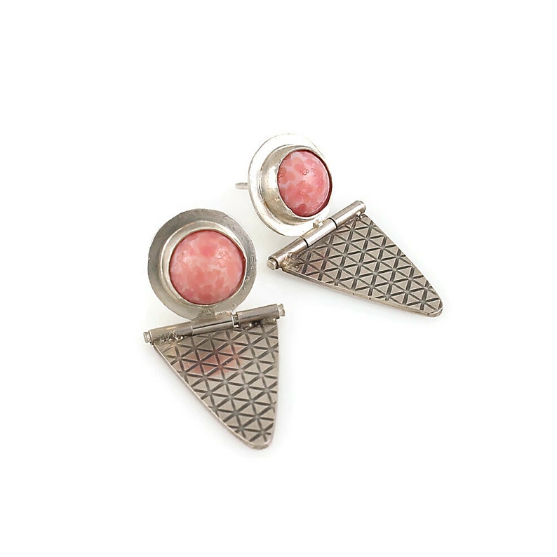 SALE Hinged Ear Studs with Pink Glass Bead image 6