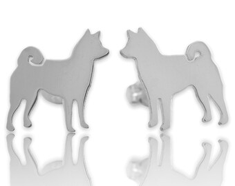 Akita Sterling Silver 925 Dog Breed Earrings, Pet Keepsake Jewelry, Dog Silhouette Studs, Nickel Free Jewelry, Latinx Made