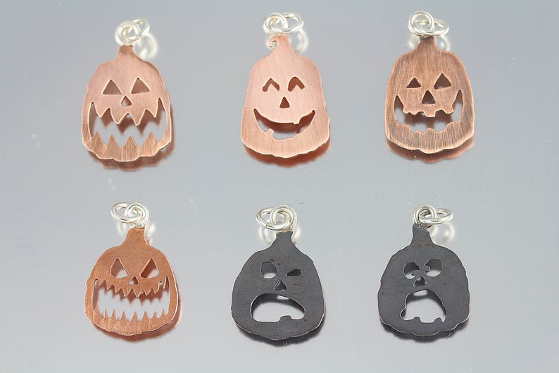 Halloween Carved Jack O Lantern Pumpkin Pendants and Adjustable Ring Jewelry image 1