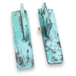 Abstract Graffiti Jewelry - Three Dimensional Aqua Ear Studs - Sterling Silver Posts