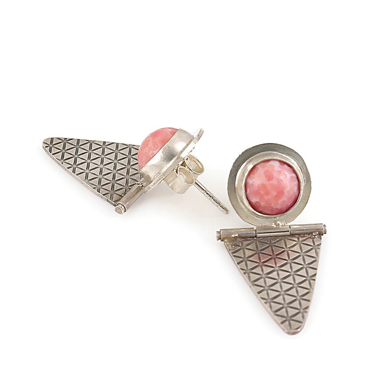 SALE Hinged Ear Studs with Pink Glass Bead image 7