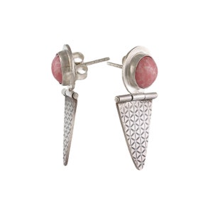 SALE Hinged Ear Studs with Pink Glass Bead image 3