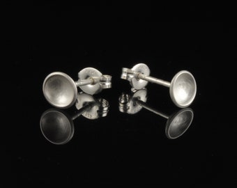 Tiny Modern Cup Studs - Sterling Silver Earring Studs