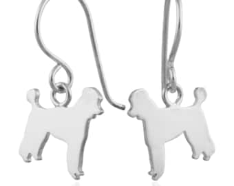 Poodle Sterling Silver Dog Silhouette Dangles - 925 Drop Earrings, Cute Pet Keepsake Dog Parent Gift, Nickel Free, Unisex, Latinx Made