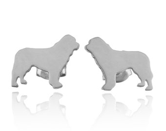 Newfoundland "Newfie" Silhouette Sterling Earring Studs - 925 Ear Studs, Dog Breed, Pet Keepsake, Dog Silhouette, Latinx Made, Nickel Free