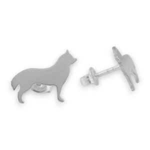 Husky Sterling Silver Silhouette Earrings 925 Ear Studs, Nickel Free, Cute Dog Breed Pet Keepsake Gift, Unisex and Latinx Made image 2