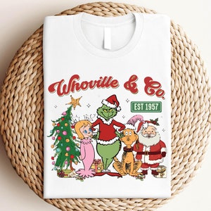 Retro Grinchmas Whoville and Co Est 1957 Grinch T-Shirt, Grinch Christmas Shirt, Trendy Christmas Shirt Design, Girnchmass and Co Shirt