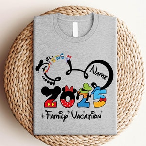 2025 Custom Name Disney Family Vacation Shirt, Disney Family Matching T-Shirt, Personalized Disney Trip, Disneyworld Matching Mickey Minnie