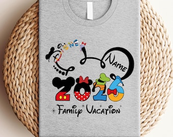 2026 Custom Name Disney Family Vacation Shirt, Disney Family Matching T-Shirt, Personalized Disney Trip, Disneyworld Matching Mickey Minnie