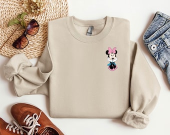 Sweat-shirt Minnie Mouse mignon, pull Minnie vintage, sweat-shirt personnalisé, animation personnalisée Minnie, cadeau pour elle, cadeau de voyage Disney mignon