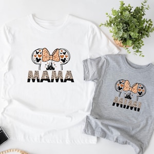 Disney Castle Mama & Mini Mouse Matching Shirt, Leopard Mom Daughter Shirt, Family Matching Mother&#39;s Day Shirt, Mommy and Me Disney Trip Tee