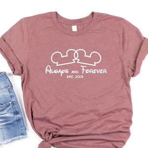 Always and Forever Mouse Ears Shirt, Mickey and Minnie Shirt, Disney Shirt, Disney Couple Tee, Honeymoon, Anniversary, Wedding, Pride, Love.
