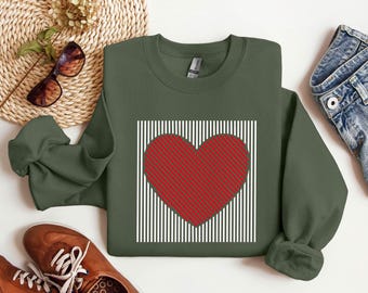 Womens Valentines Hearts Sweatshirt, Retro Valentines Heart Sweatshirt, Cute Love Sweatshirt, Teacher Valentine Sweatshirt, Mom Heart Shirt