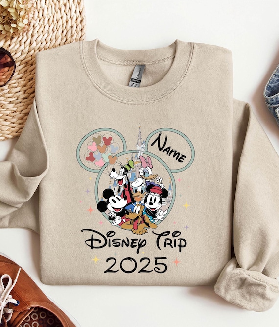 2026 Custom Name Disney Trip Sweatshirt, Disney Vacation Family Matching Gift, Personalized Disney Trip, Disneyworld Matching Mickey Friends