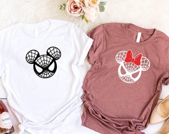 Spiderman Mickey and Minnie Avengers Couple Shirt, Disney Mickey Minnie Head Shirt, Spiderman Matching Shirts, Spiderman Disney Family Shirt