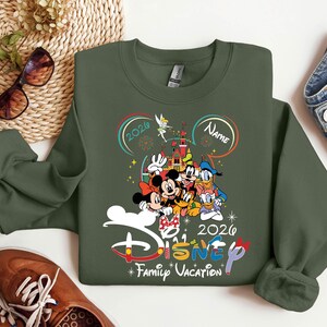 2026 Custom Name Disney Family Vacation Mickey Friends Sweatshirt, Disney Family Matching Gift,Personalized Disney Trip,Disneyworld Matching image 2