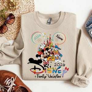 2026 Custom Name Disney Family Vacation Mickey Friends Sweatshirt, Disney Family Matching Gift,Personalized Disney Trip,Disneyworld Matching image 3