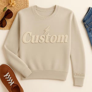 Custom Puff Embossed Sweatshirt Hoodie, Trendy 3D Lettering, Personalized Raised Text Hoodie Sweater, Custom Name Gift, Unique Cozy Pullover