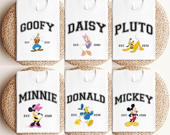 Camiseta vintage de Mickey y sus amigos de Disney, Mickey, Minnie, Goofy, Pluto, Daisy, Donald, regalo a juego, camiseta clásica de Disney.