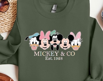 Felpa Disney, Felpa Mickey & Co Mickey And Friends, Felpe Mickey CO 1928 Felpe con cappuccio per bambini e adulti Regalo per la famiglia di Mickey Friends