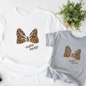 Disney Mama Mouse & Mini Mouse Matching Shirt, Leopard Mom Daughter Shirt, Family Matching Mother&#39;s Day Shirt,Mommy and Me Disney Trip Shirt