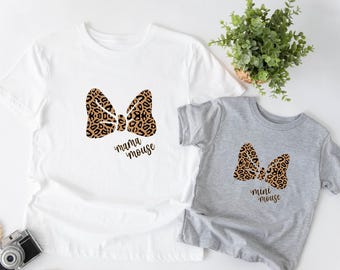 Disney Mama Mouse & Mini Mouse Matching Shirt, Leopard Mom Daughter Shirt, Family Matching Mother's Day Shirt, Mommy and Me Disney Trip Shirt