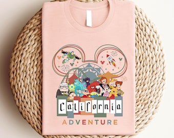 Camiseta de personajes de Disney de California Adventure, viaje de chicas a Disneyland 2026, camiseta de vacaciones familiares en Disneyland, vacaciones familiares a juego 2026