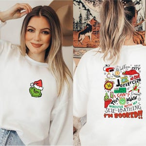 Grinch My Day Im Booked Christmas Sweatshirt, Cute Christmas, Grin Sweatshirt, Christmas Gift Idea, Winter Clothing,Christmas Movies Sweater