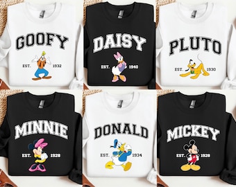 Disney Charakter Vintage Micky und Freunde Sweatshirt, Mickey Minnie Goofy Pluto Daisy Donald Freunde passendes Geschenk klassischer Disney Pullover