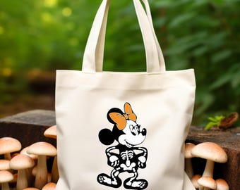 Disney Skeleton Halloween Minnie Tote Bag, Disneyland Halloween Bag, Minnie Skeleton Lover Halloween Party Tote Bag, Boo Halloween 2025 Bags