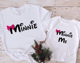 Camiseta Minnie y Minnie Me, linda camiseta Disney, camiseta a juego para mamá e hija, regalo del Día de la Madre, ropa Disneyland, camiseta de moda, personalizada.