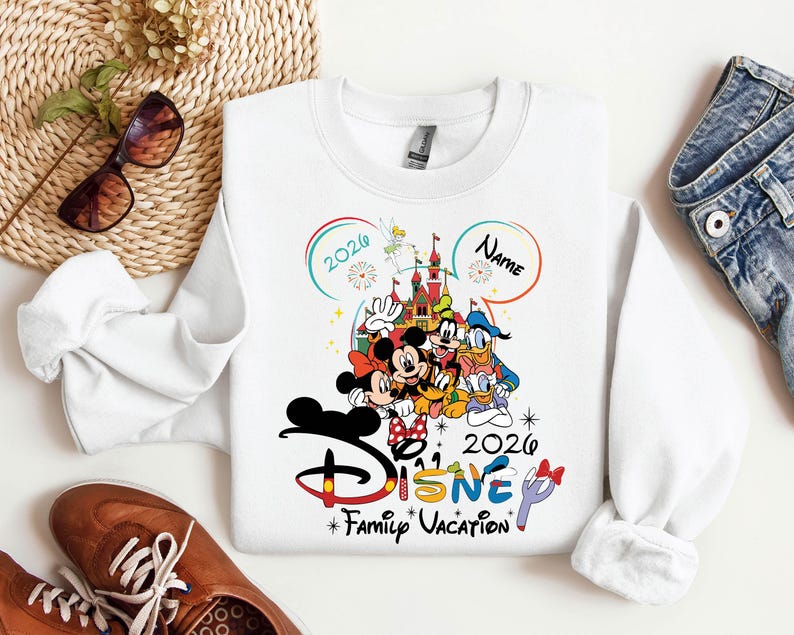 2026 Custom Name Disney Family Vacation Mickey Friends Sweatshirt, Disney Family Matching Gift,Personalized Disney Trip,Disneyworld Matching image 4