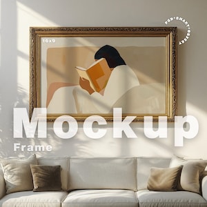 Horizontaler Rahmen Mockup Photoshop Vorlage, 16x9 Rahmen für Kunst und Druck Display, Rahmen Mock Ups, Antiker Rahmen Mockup, Vintage Rahmen Mockup
