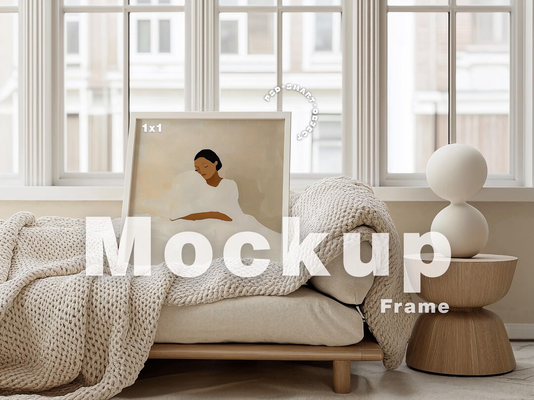 Square Frame Mockup Photoshop Template, Light Wood Frame Mockup, 1x1 ...