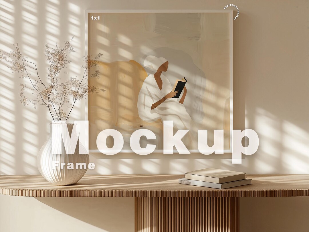 Square Frame Mockup Photoshop Template, Light Wood Frame Mockup for ...