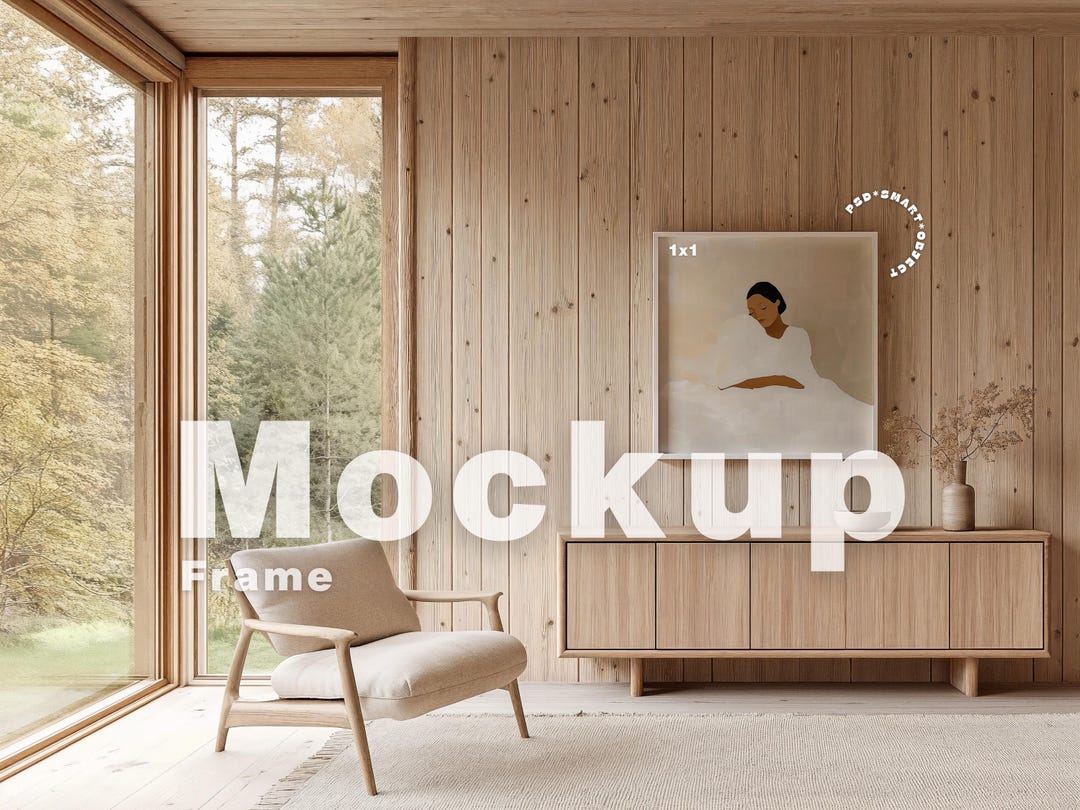 Square Frame Mockup Photoshop Template, Light Wood Frame Mockup for ...