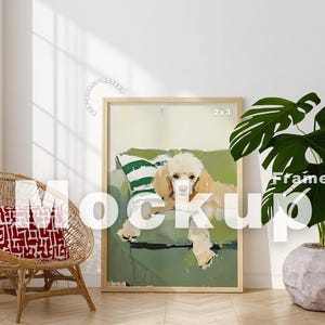 Vertical Frame Mockup Thin White Frame Mockup Elegant Shadows Photoshop Photopea Mockup Template ISO DIN A Frame Portret Vertical Mockup