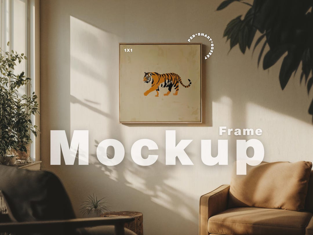 Square Frame Mockup Photoshop Template, Light Wood Frame Mockup for ...