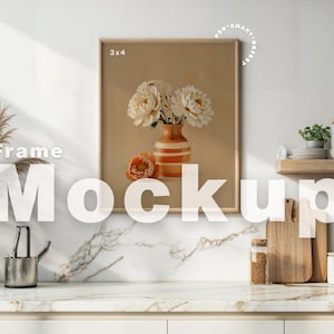 A4 Wood Frame Mockup, Modern Thin Digital Vertical Frame Styled Mockup, Minimalist Clean Mockup, Frame Art Display, JPG PNG, PSD Smart, M455