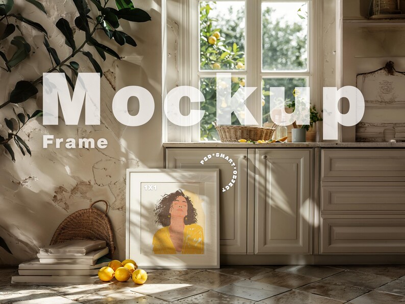 Square Frame Mockup Photoshop Template, Light Wood Frame Mockup for ...
