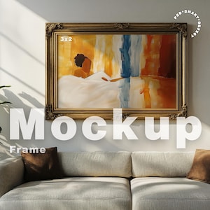 Horizontaler Rahmen Mockup Photoshop-Vorlage, 3x2-Rahmen für Kunst- und Druckanzeige, Rahmen Mock Ups, Antiker Rahmen Mockup, Vintage Rahmen Mockup