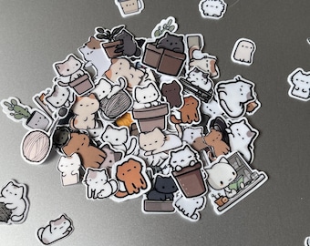 Kawaii Cat Stickers: Mini Die-Cut Vinyl Decals - 100PCS
