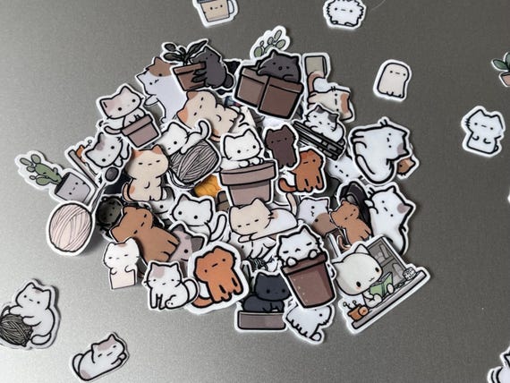 Kawaii Cat Stickers: Mini Die-Cut Vinyl Decals - 100PCS