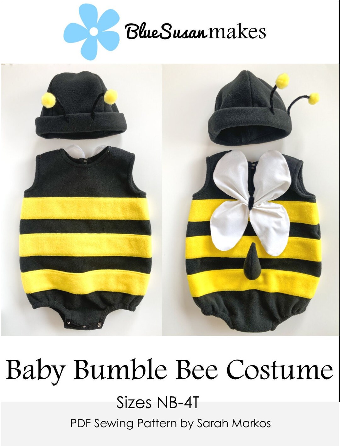 Baby Bumble Bee Costume Sewing Pattern Printable PDF Pattern for Sizes