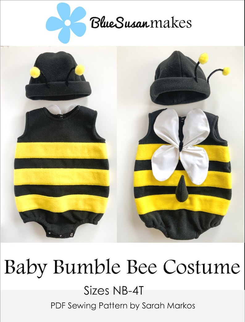 Baby Bumble Bee Costume Sewing Pattern Printable PDF Pattern for Sizes NB 4T, easy to sew Halloween costume, Halloween Sewing pattern image 1