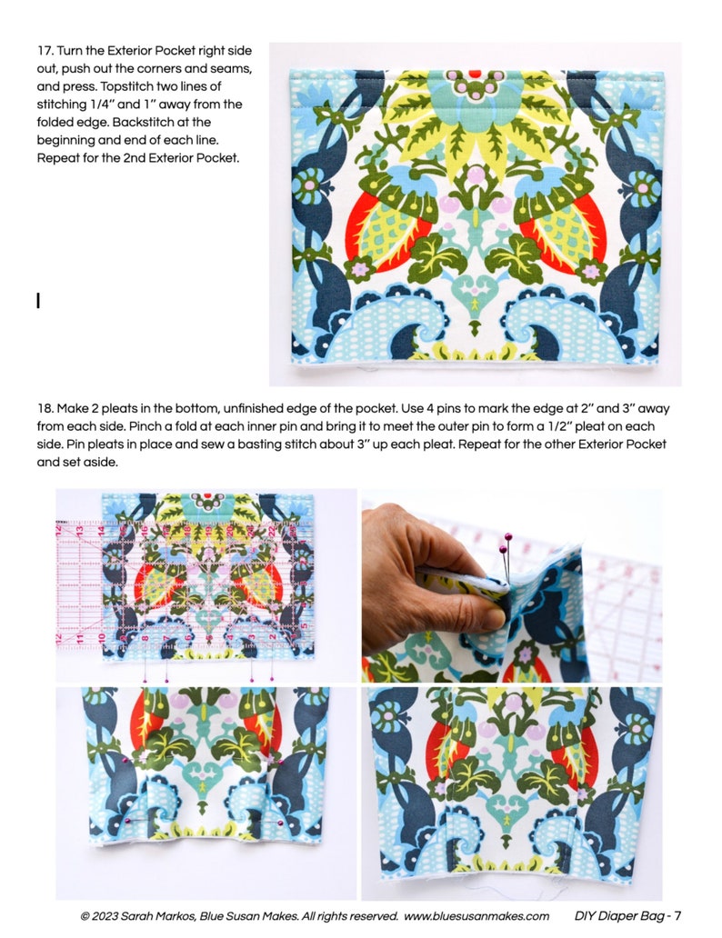 DIY-blöjväska PDF-sömnadsmönster - Mellanstor blöjväska, Liten blöjväska bild 4
