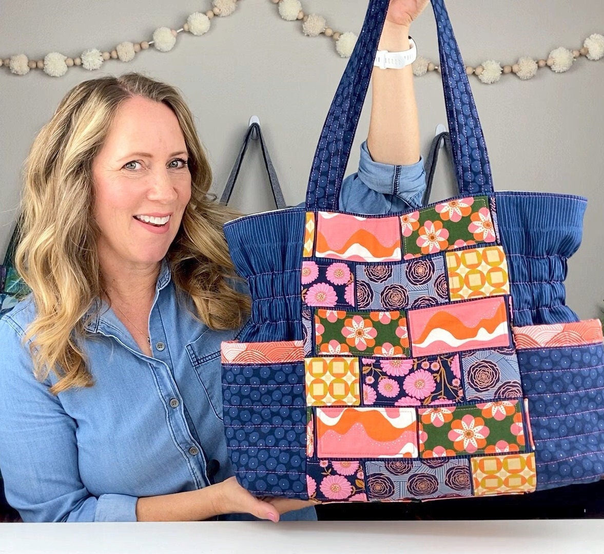 The Garden Tiles Bag PDF Pattern - Large Tote Bag Pattern